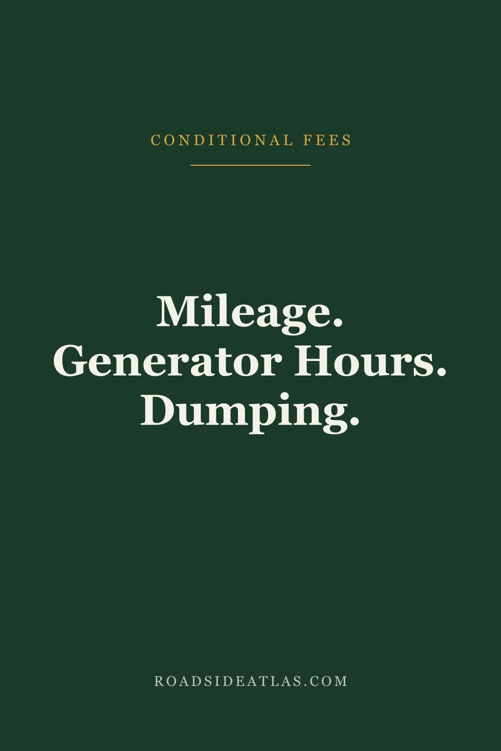 Mileage, generator hours, dumping