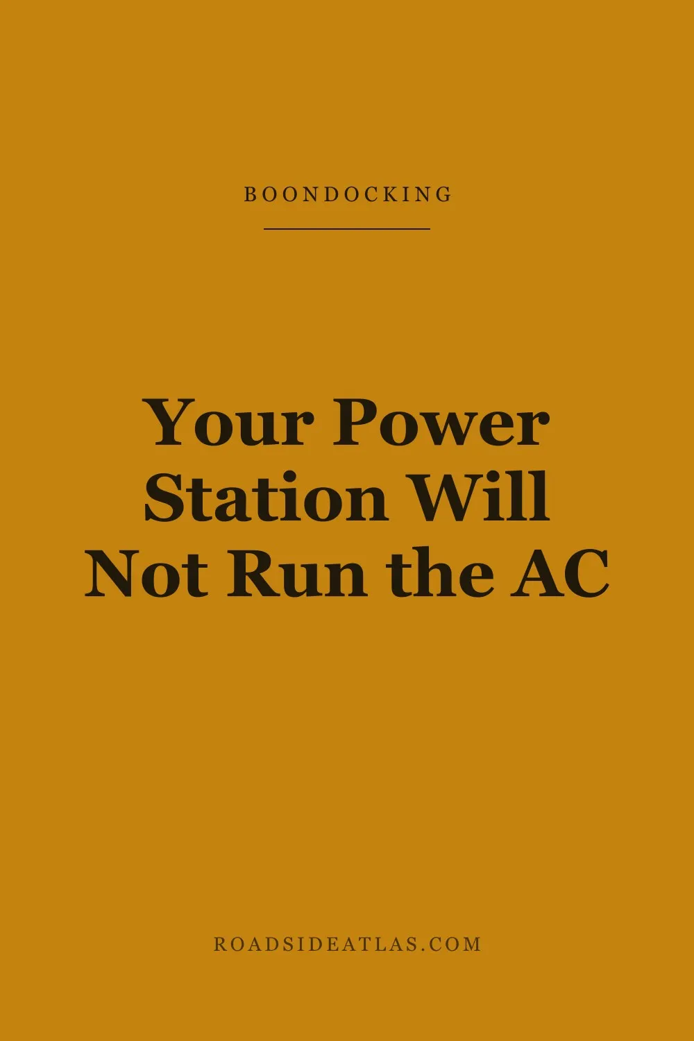 Amber typographic graphic reading: your power station will not run the AC